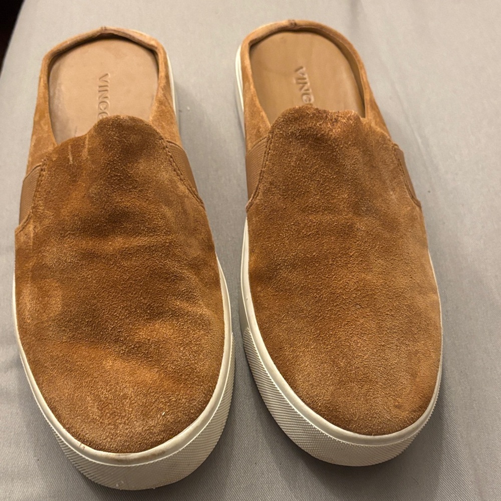Vince Tan Suede Slip-On Shoes